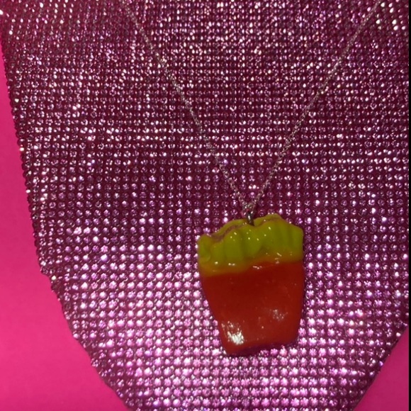 French Fry Sterling Silver 925 Necklace Fries Fast Food Cosplay Jewelry Kawaii - Picture 7 of 10